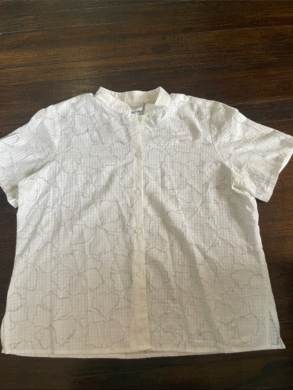 Liz Claiborne White Short Sleeve Button Front Blouse